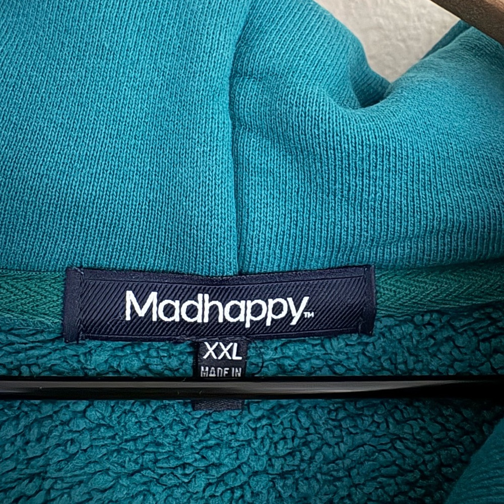 Madhappy Burst Hoodie Green Teal Fleece-Lined Lounge Chic Hoodie Womens XXL EUC - Picture 6 of 7